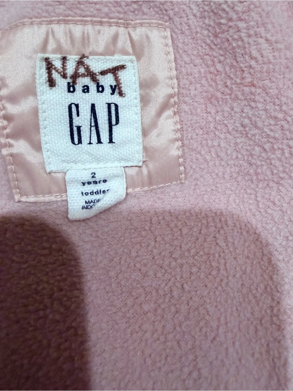 Gap toddler girl light pink half fleece lined warm winter jacket